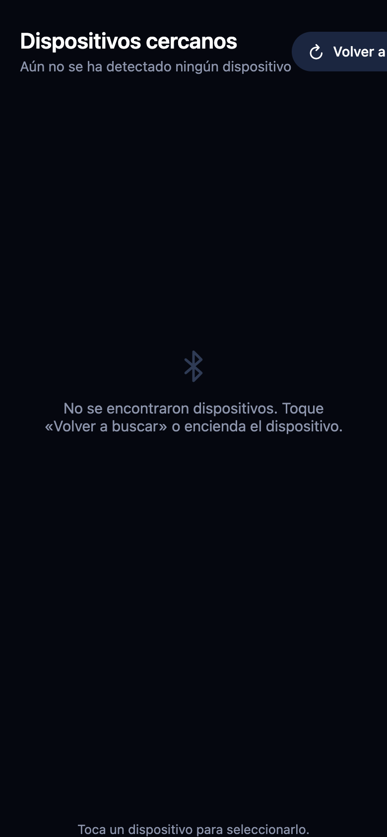Lista de dispositivos vacía