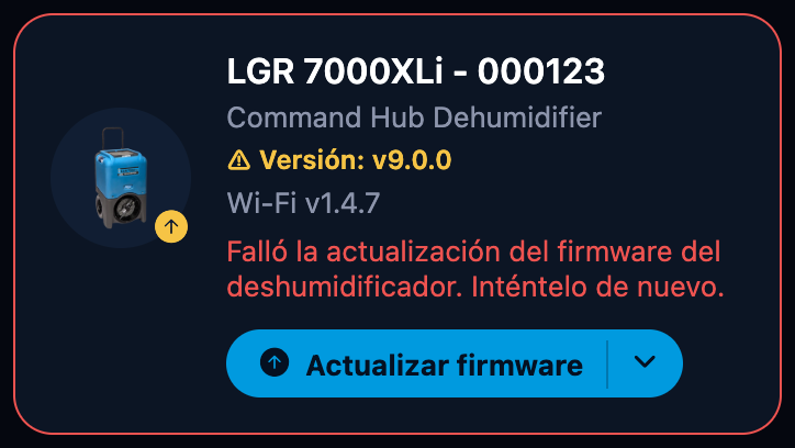 Tarjeta tras una actualización fallida