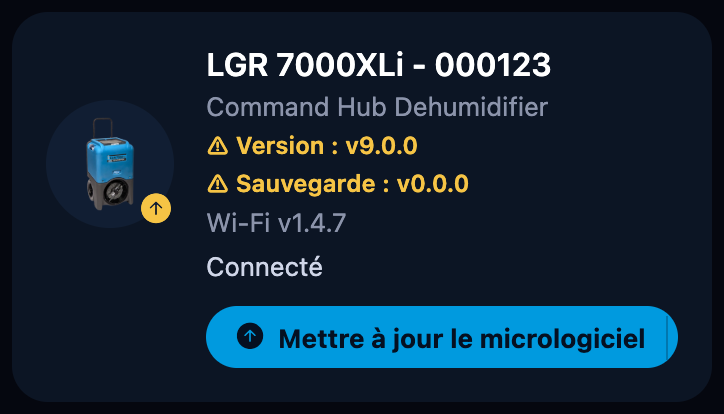 Carte avec l'avertissement de copie de sauvegarde absente