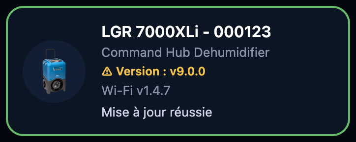 Mise à jour réussie