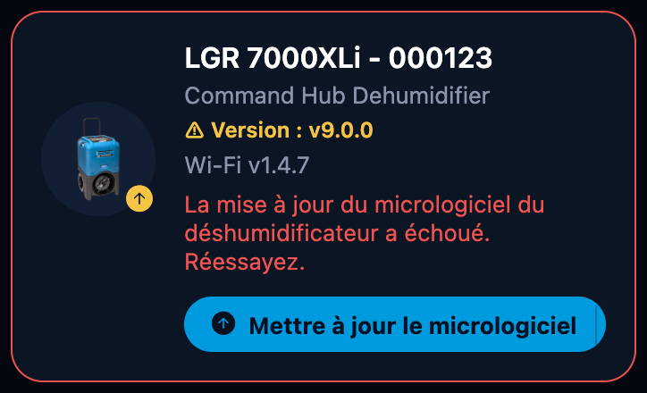 Carte après une mise à jour échouée