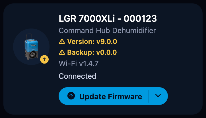 Card showing a missing backup copy warning