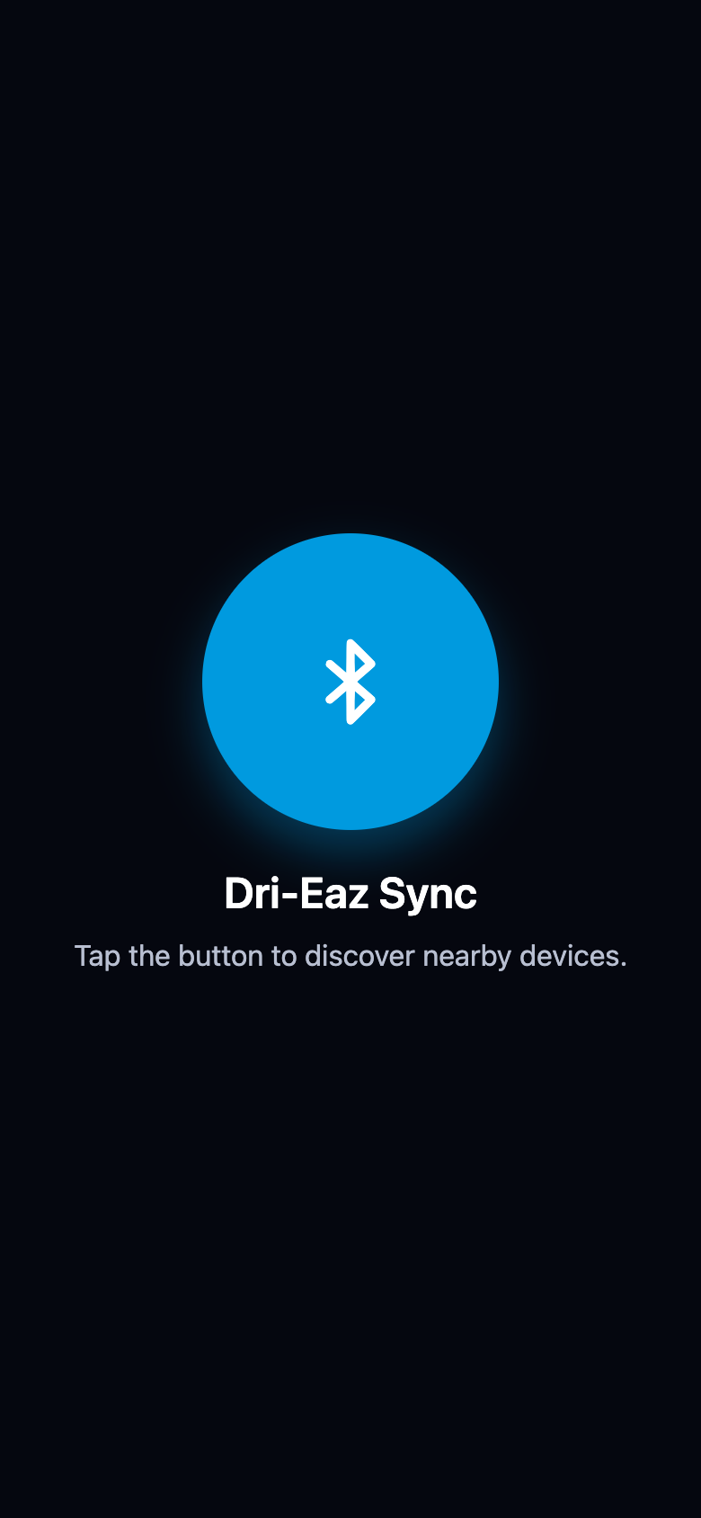 Start screen with the round scan button